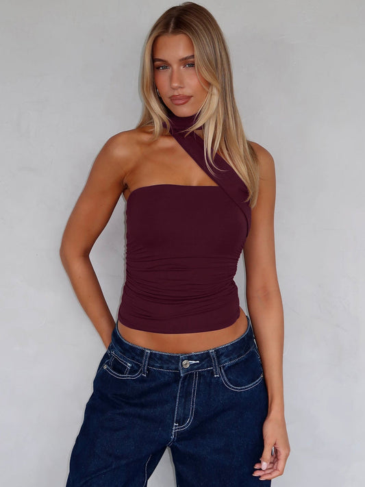 Sexy Strapless Cropped Top with Ribbons in Yellow