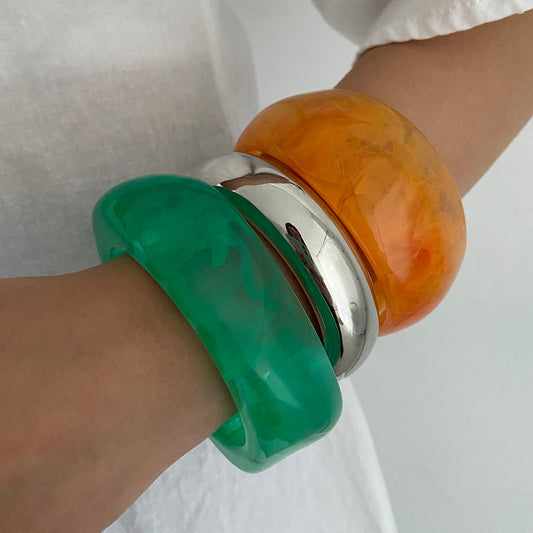 Colorful Marbled Geometric Bracelet for Women