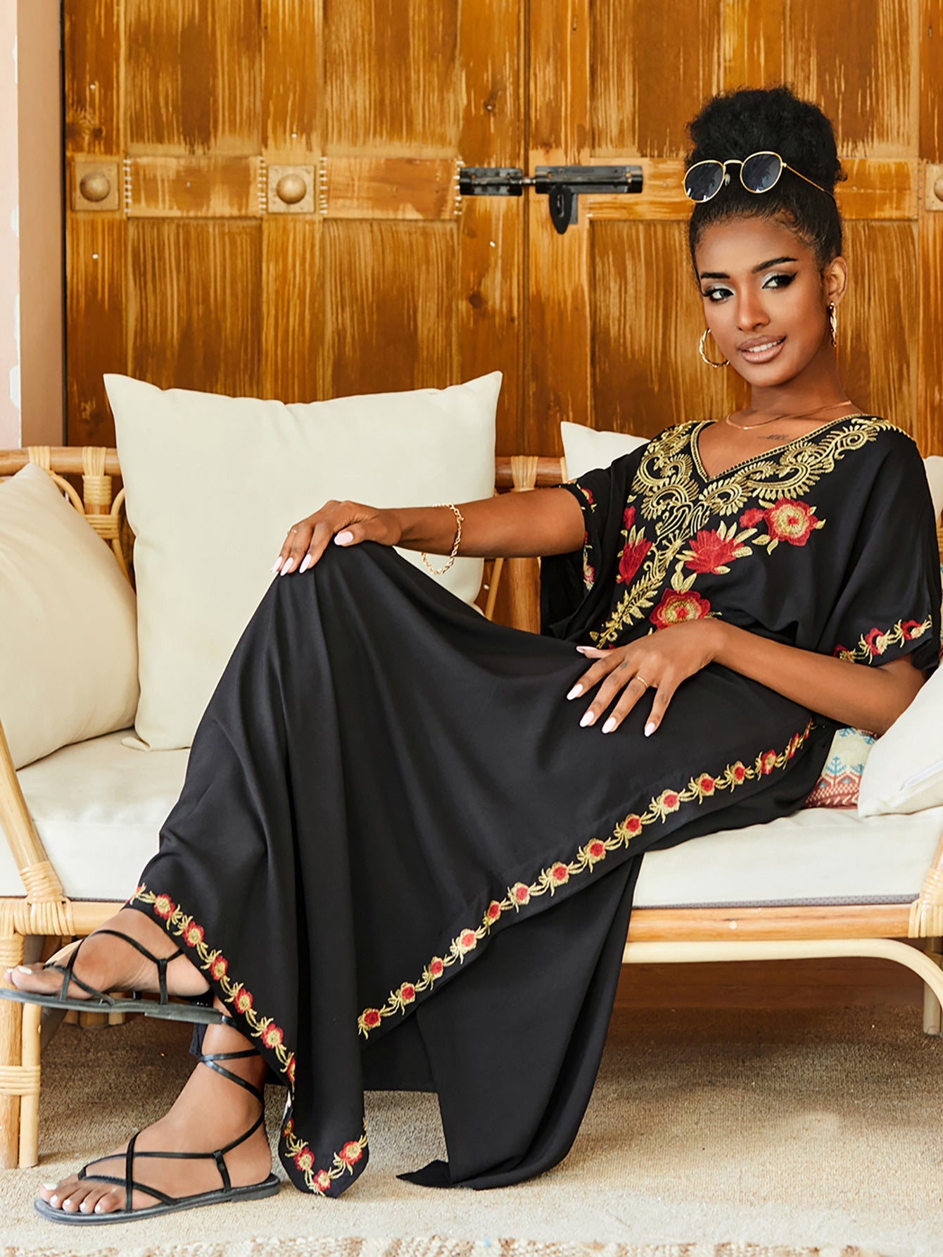 Beach Blouse Man Cotton Embroidered Resort Gown Dress