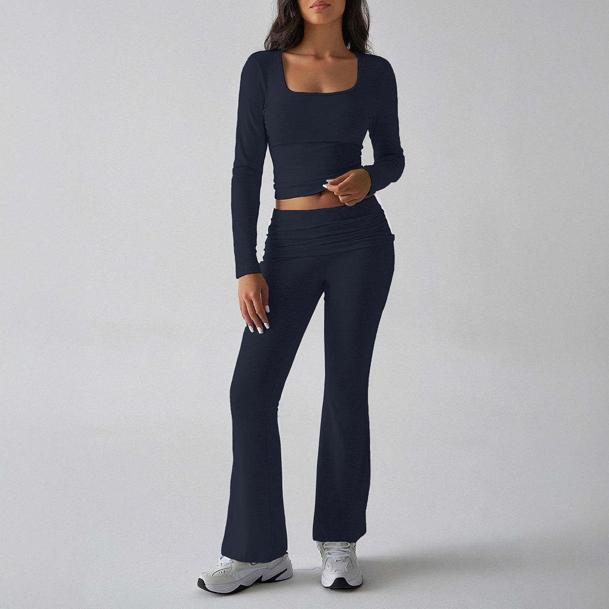 Casual Knit Long Sleeve Top and Pants Set