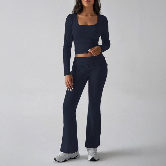 Casual Knit Long Sleeve Top and Pants Set