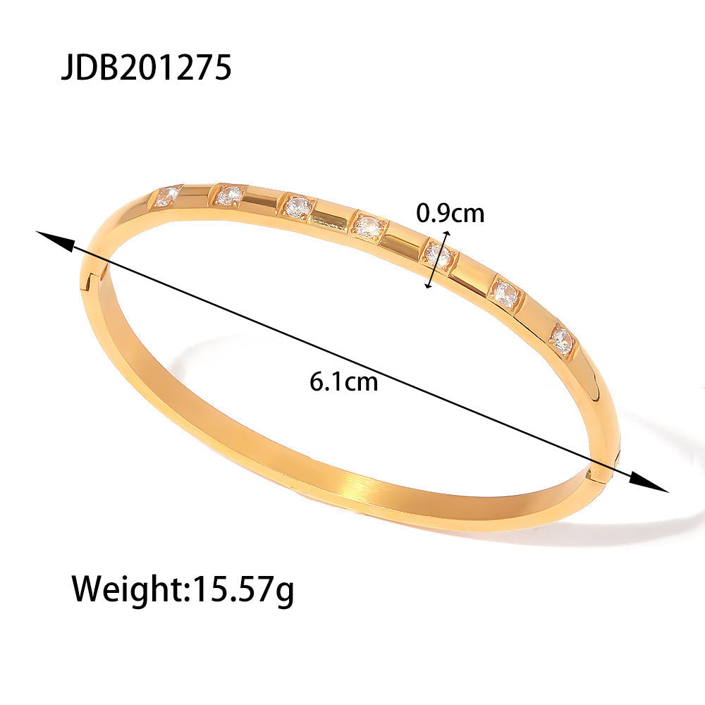 Vintage Zircon Wide Simple Bracelet