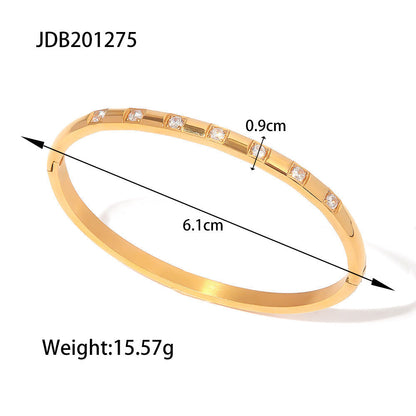 Vintage Zircon Wide Simple Bracelet