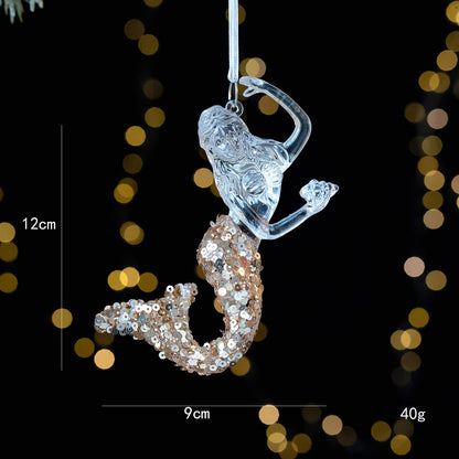 Snowflake Sequins Transparent Christmas Tree Hanging