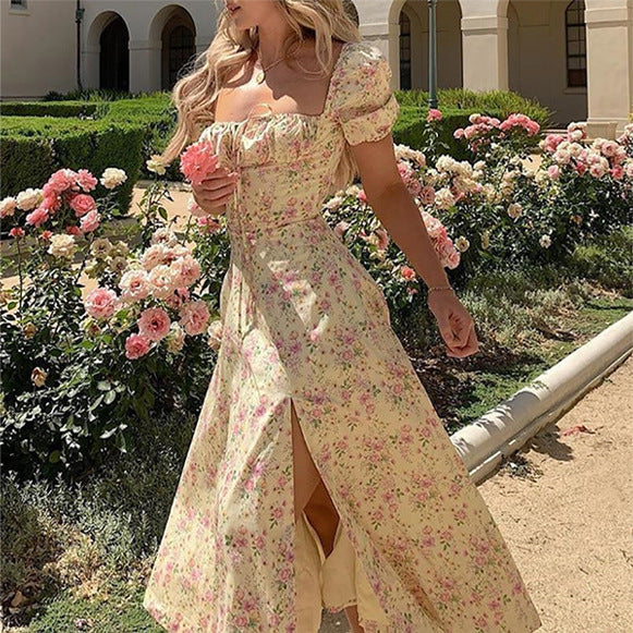 Floral Print Backless Midi Dress