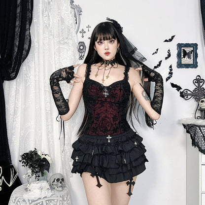 Dark Gothic Style Lace Cami Top Sexy Slim Fit Tank Top