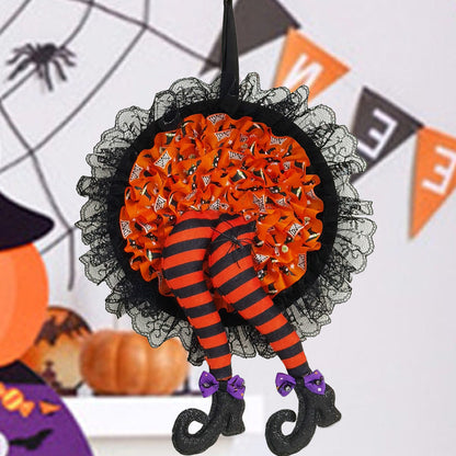 Hallo - Halloween Witch Leg Hanging Wreath