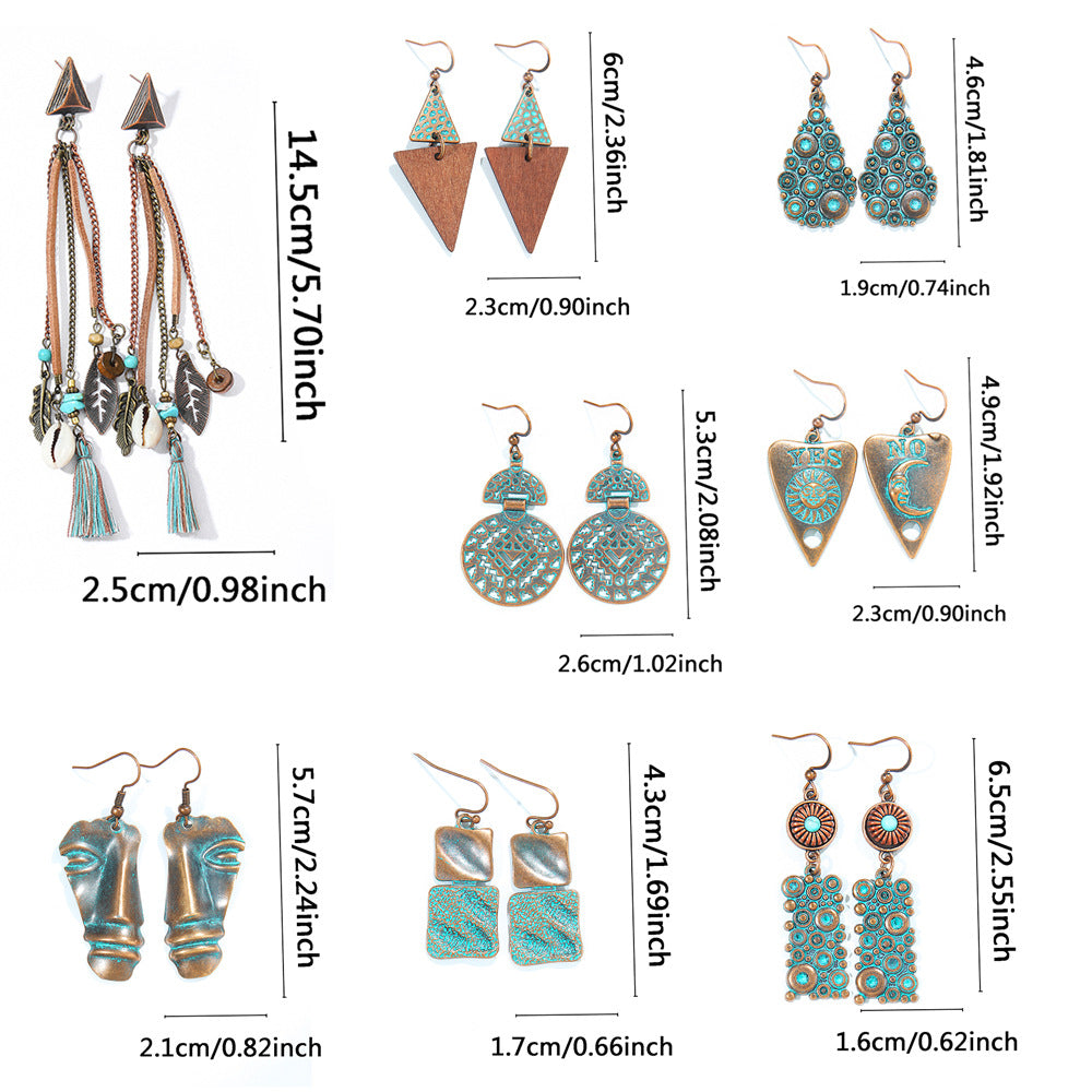 Vintage Geometric Earrings Set Bohemian Style