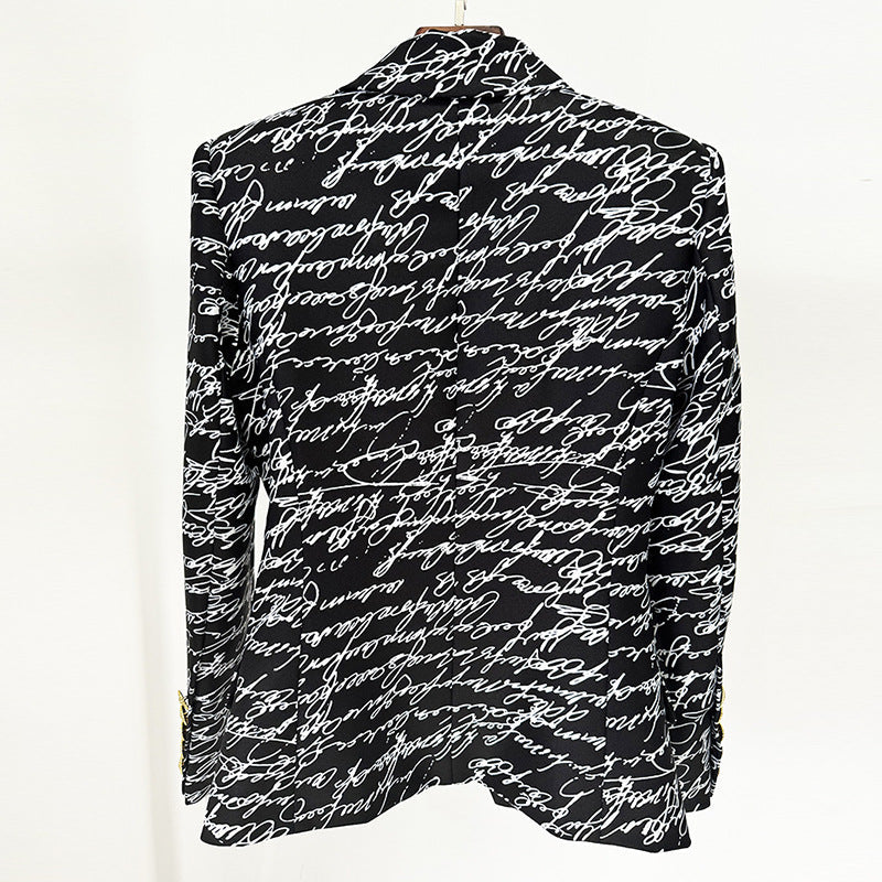 Letter Print Tailored Blazer Jacket