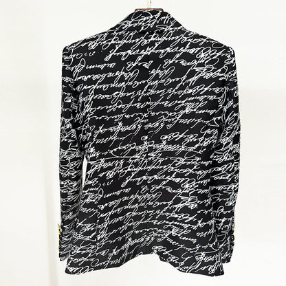 Letter Print Tailored Blazer Jacket