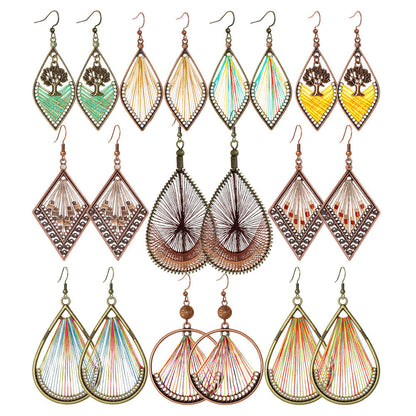 Bohemian Geometric Colorful Hoop Earrings Retro Style