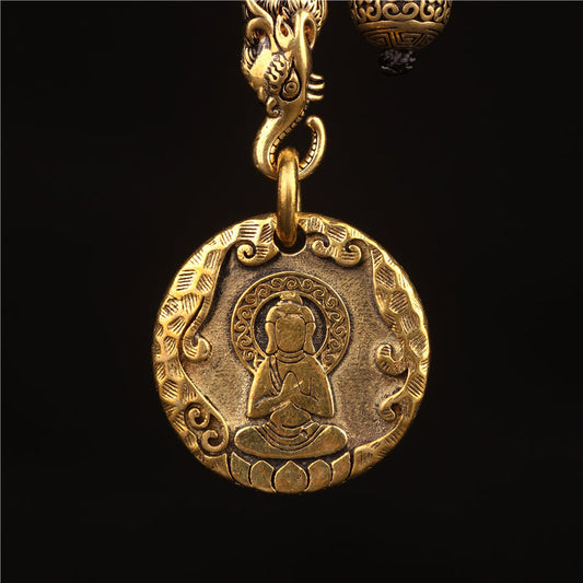 Original Nepal Tibet Retro National Style Brass Buddha'S 10-Phase Free Personality Necklace Pendant For Men And Women