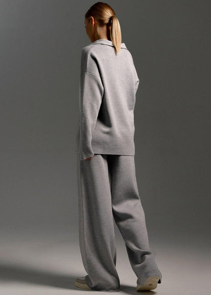 Soft Knit Two Piece Lounge Set With V Neckline