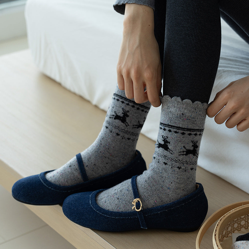 Rufia - Christmas Bow Patterned Warm Socks