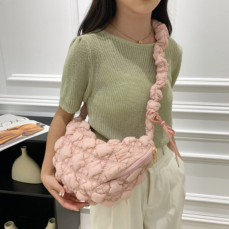 Chic Puffed Women's Shoulder Bag Trendy Nylon Crossbody Bag