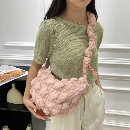 Chic Puffed Women's Shoulder Bag Trendy Nylon Crossbody Bag