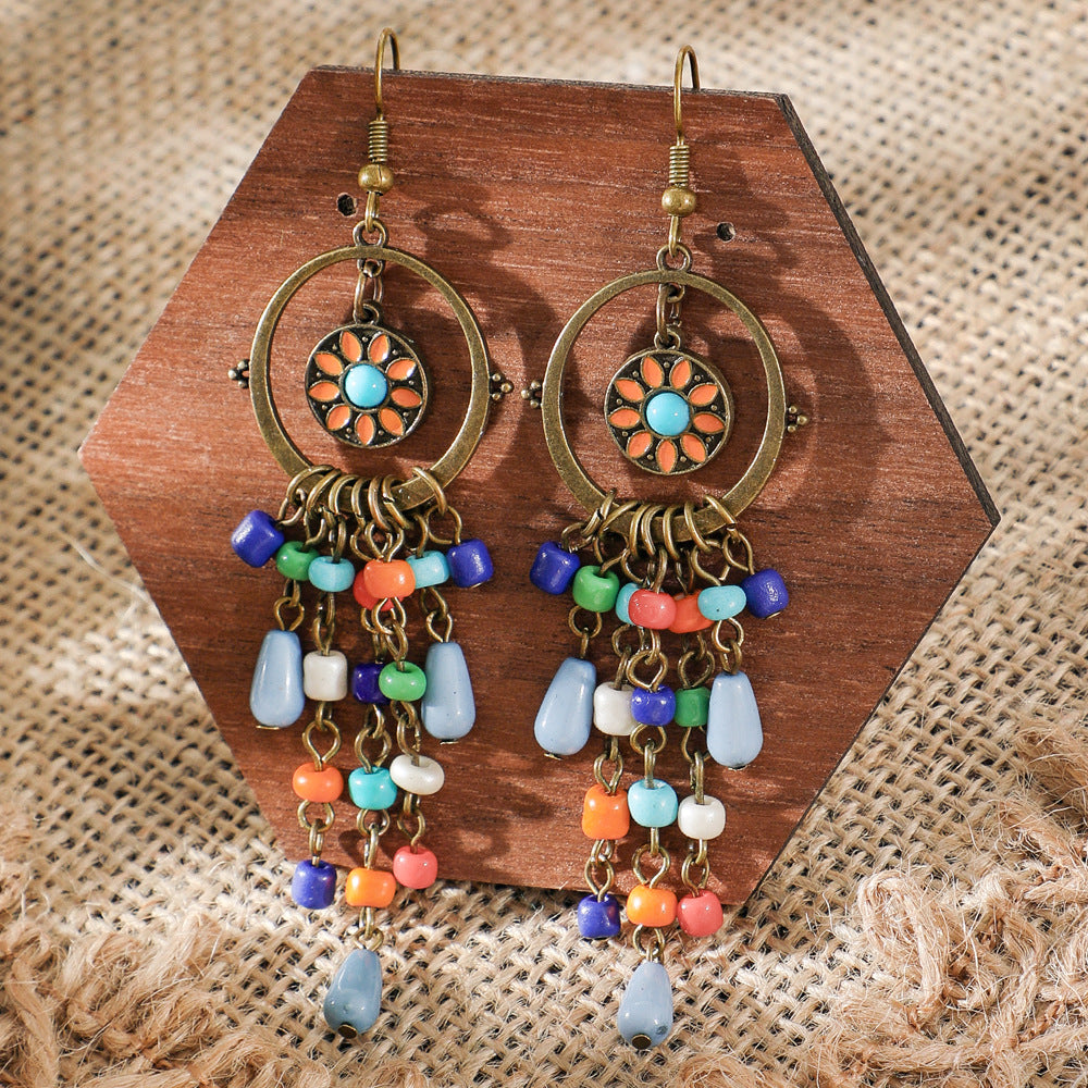 Trendy Tassel Drop Earrings Vintage Boho Statement Jewelry