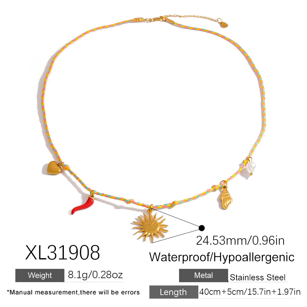 Stainless Steel Starfish Shell Pendant Necklace Luxury Women's Choker