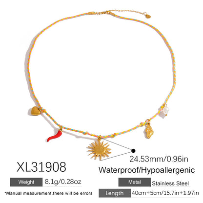 Stainless Steel Starfish Shell Pendant Necklace Luxury Women's Choker