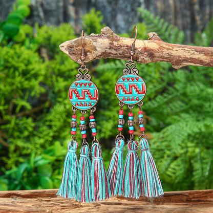 Handcrafted Bohemian Long Tassel Earrings Vintage Jewelry
