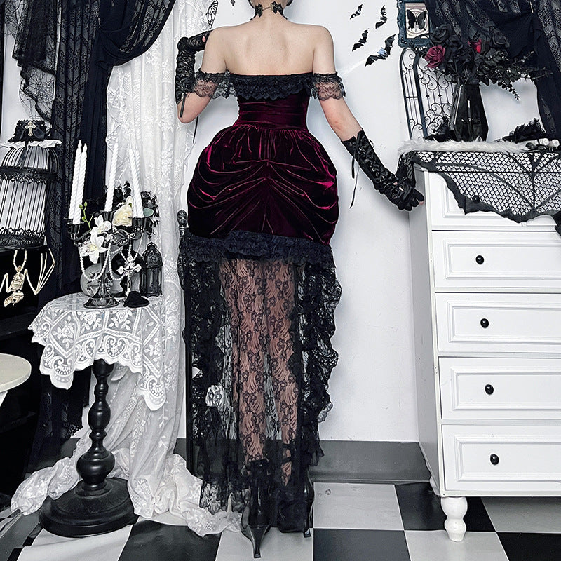 Gothic Lace Maxi Dress With Mermaid Hem