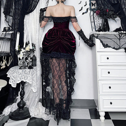 Gothic Lace Maxi Dress With Mermaid Hem