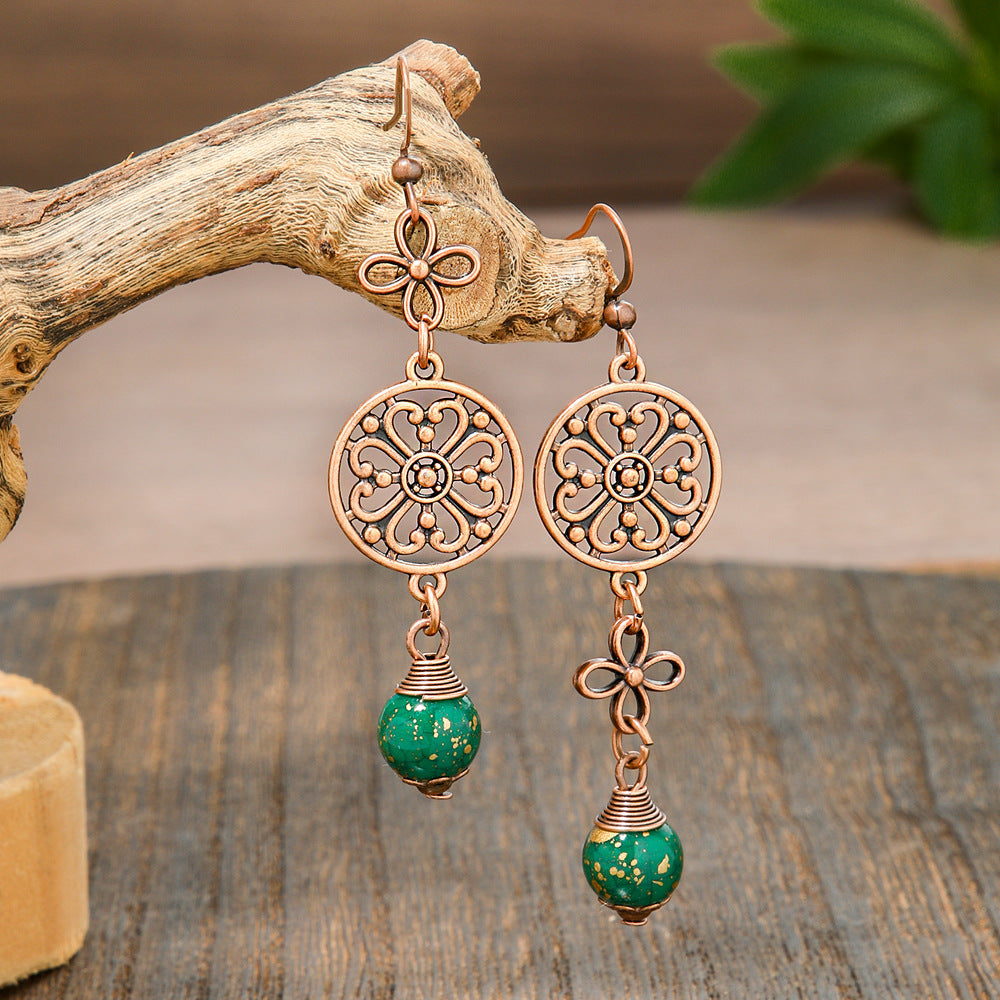Elegant Vintage Leaf Dangle Earrings Zinc Alloy Art Design