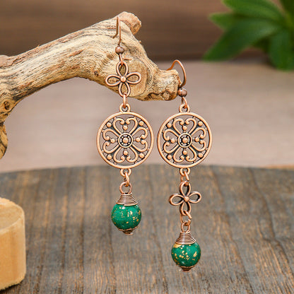 Elegant Vintage Leaf Dangle Earrings Zinc Alloy Art Design