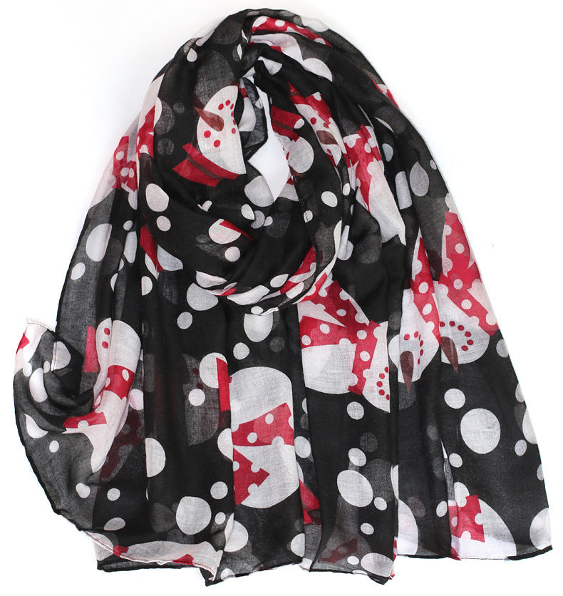 Christmas Theme Cartoon Print Silk Scarf
