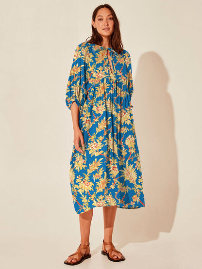 Vintage Floral Maxi Dress Relaxed Casual Style