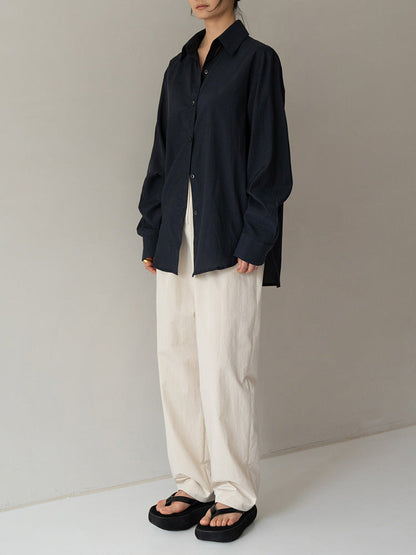 High-End Long Sleeve Tencel Cotton Shirt - Casual Elegant Blouse