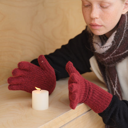 Solid Color Wool Blended Touchscreen Gloves for Women