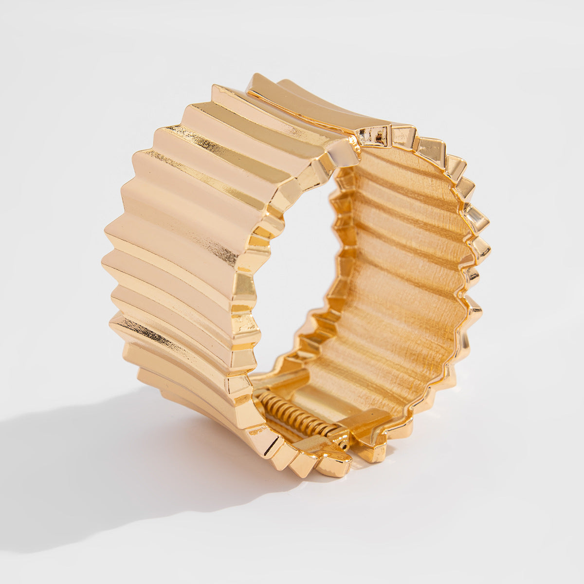 Statement Metal Wide Spring Bracelet Punk Style for Women