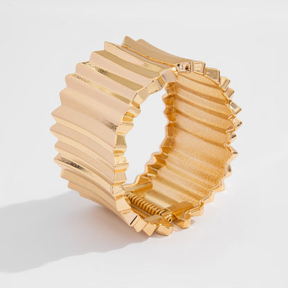 Statement Metal Wide Spring Bracelet Punk Style for Women