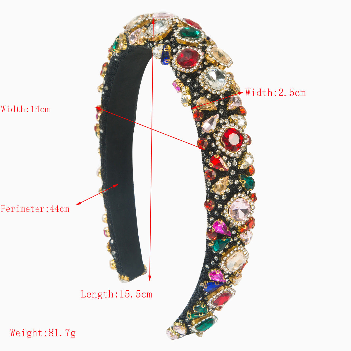 Baroque Rhinestone Headband Colorful Crystal Hair Accessory