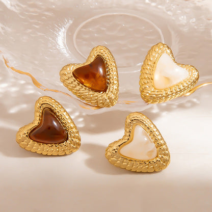Heart Shaped Stainless Steel Earrings Trendy Minimalist Design