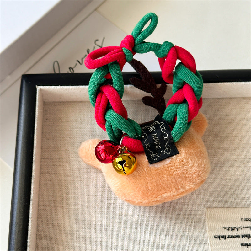 Cute Christmas Tree Braided Velvet Hair Tie