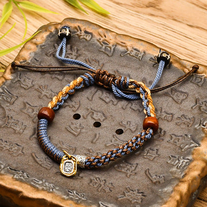 All Hand-Woven Tibetan Hand Rope Wenwan Bracelet Hand Rub Cotton Rope Braided Rope Ethnic Style Meaning Hand Decoration Adjustable