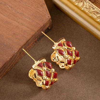 Trendy Geometric Letter C Earrings Stylish Casual Alloy With 925 Silver Posts