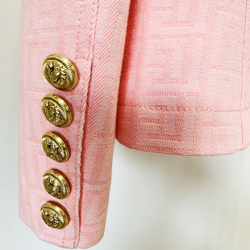Lion Button Design Cotton Blazer Jacket