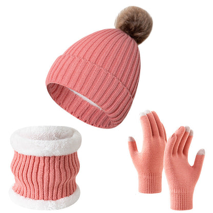 Warm Knitted Winter Scarf, Hat, and Gloves Set