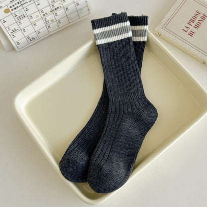 Minimalist Striped Color Block Crew Socks