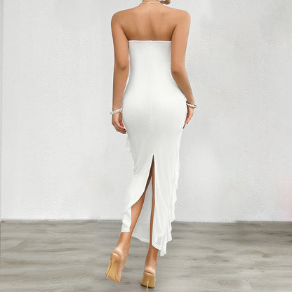 Elegant Solid Color Strapless Bodycon Dress