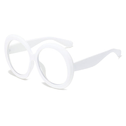 Oversized Round Frame Sunglasses with Anti-Blue Light Lenses