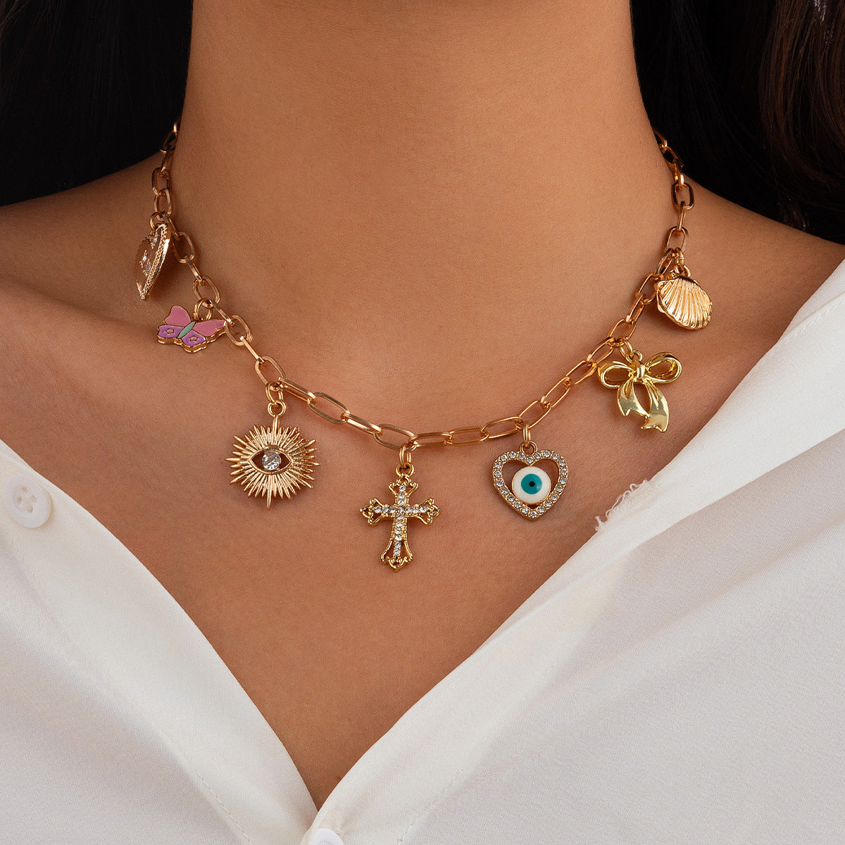 Ocean-Inspired Mermaid Tail Faux Pearl Tassel Necklace