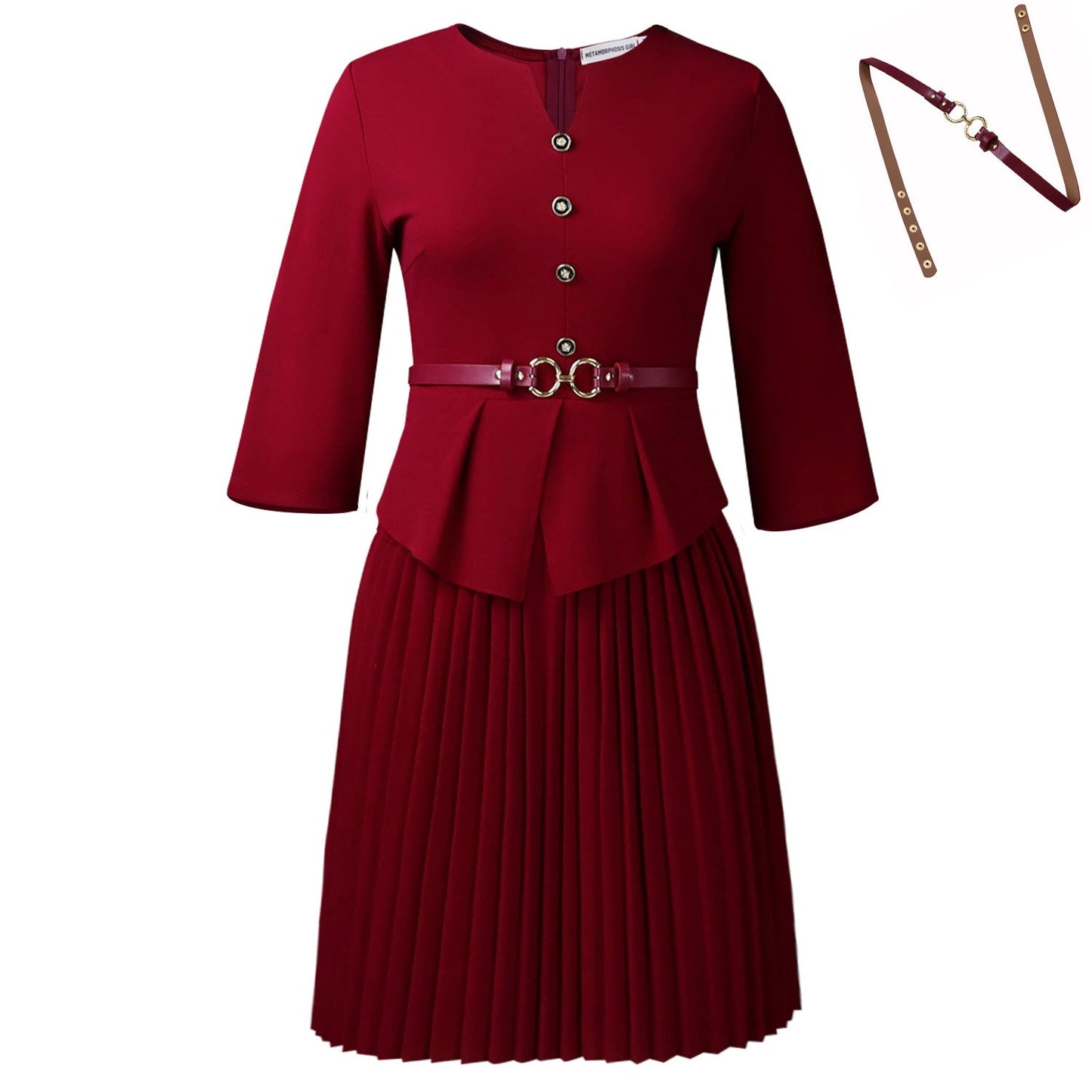 Elegant A-Line Knit Dress With Belt For Women