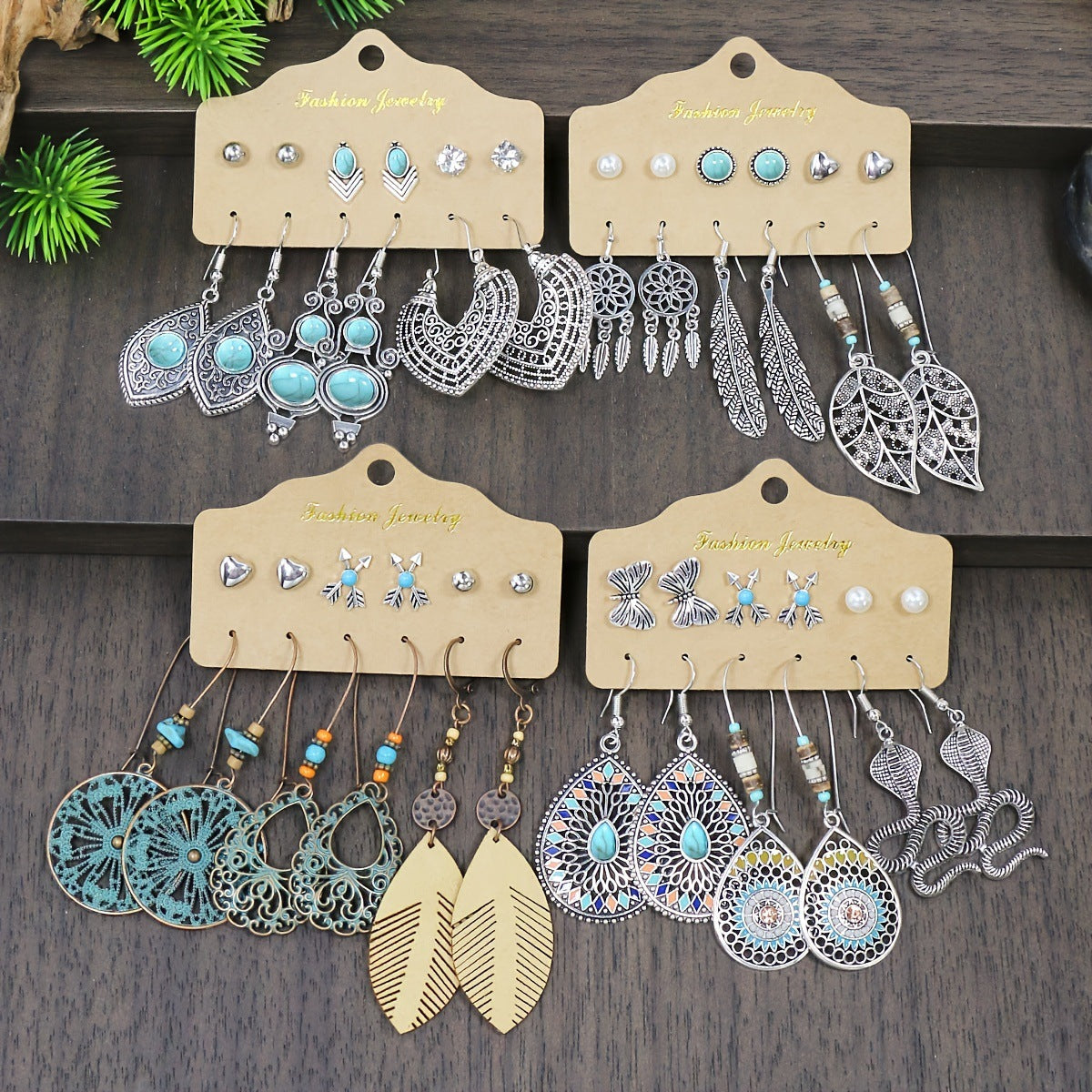 Exaggerated Creative Snake and Butterfly Earrings Set