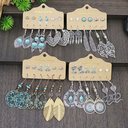 Exaggerated Creative Snake and Butterfly Earrings Set