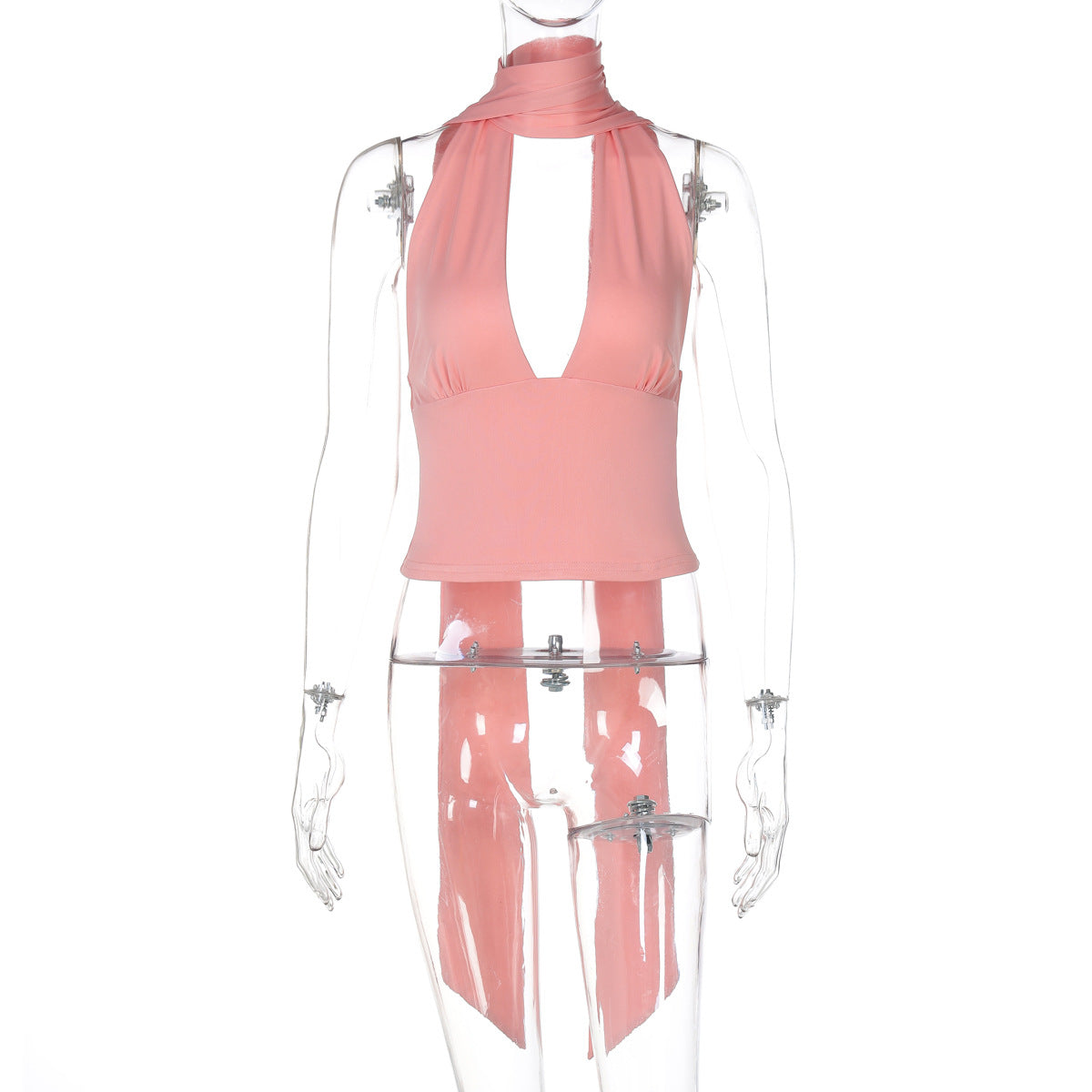Sexy Backless Tie-Front Crop Top