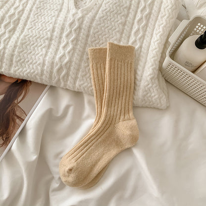Casual Solid Color Thicken Plush Crew Socks